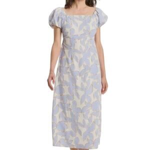Target A New Day Womens Puff Short Sleeve Maxi Floral Dress Size M Blue white